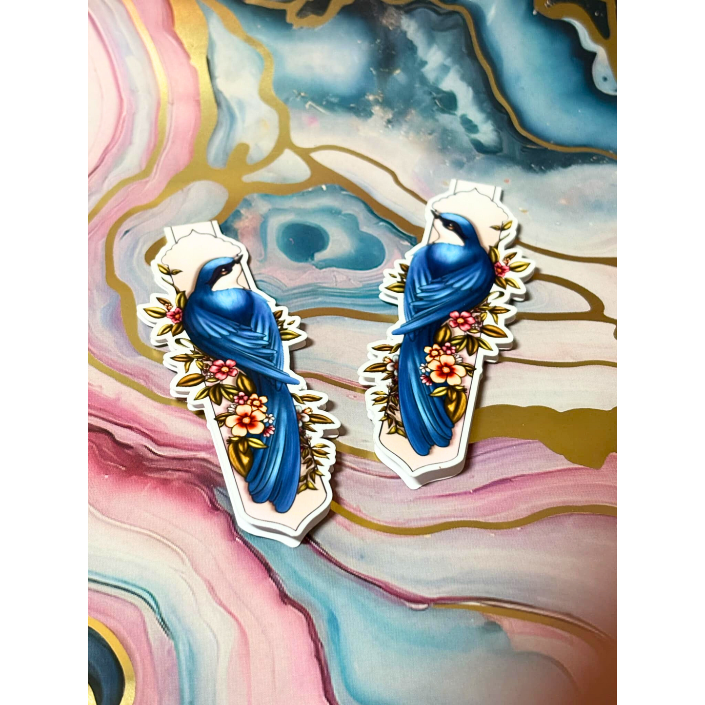 Blue Bird Among Flowers Magnetic Bookmark