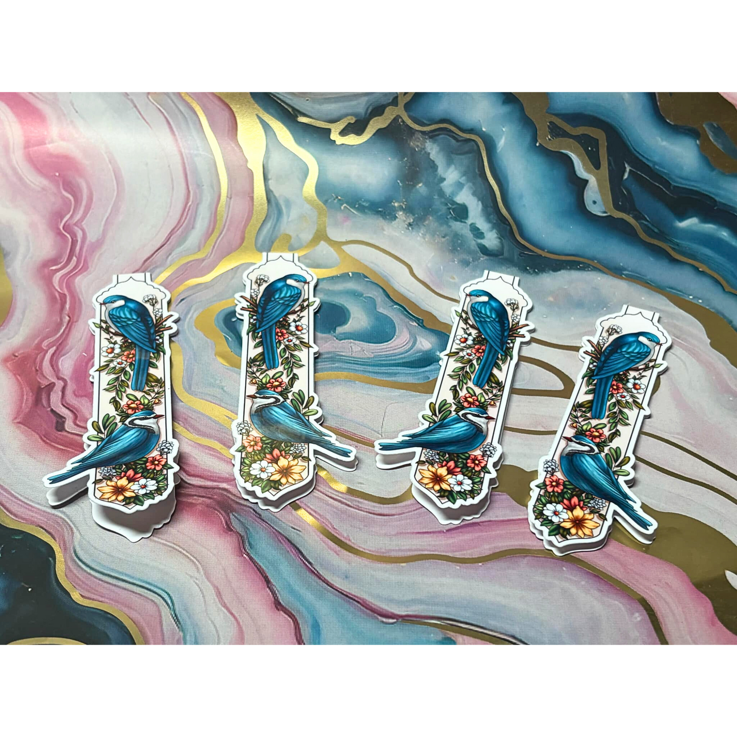 Blue Birds and Flowers Magnetic Bookmark