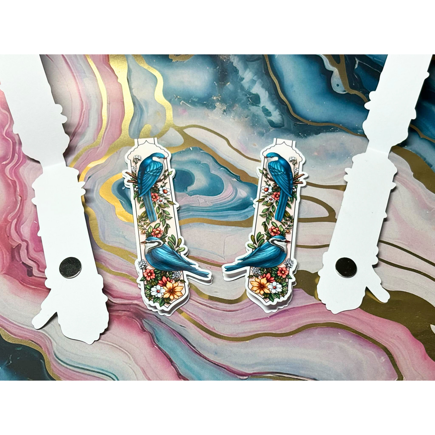 Blue Birds and Flowers Magnetic Bookmark