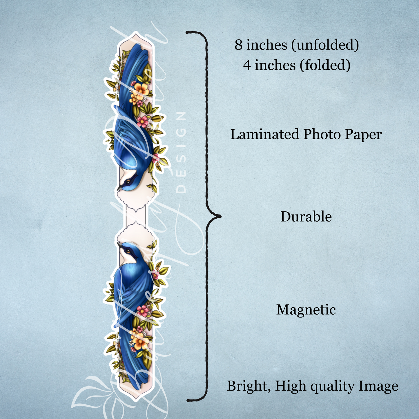 Blue Bird Among Flowers Magnetic Bookmark