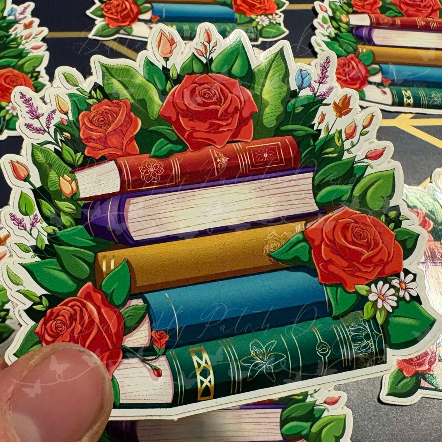 Books and Roses Vinyl Sticker