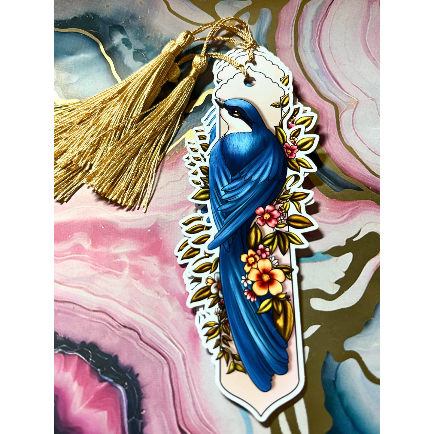 Blue Birds Among Flowers Bookmark