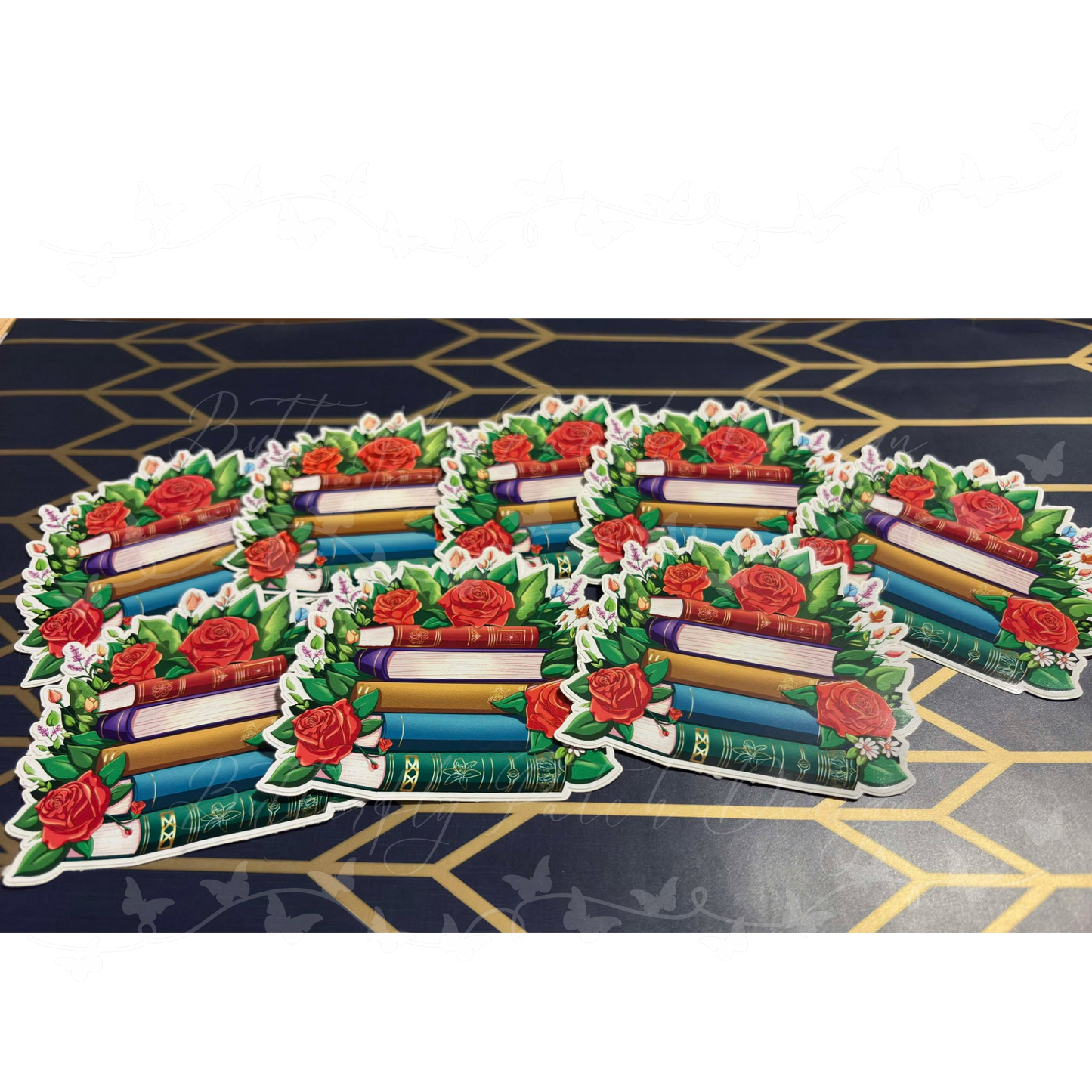 Books and Roses Vinyl Sticker