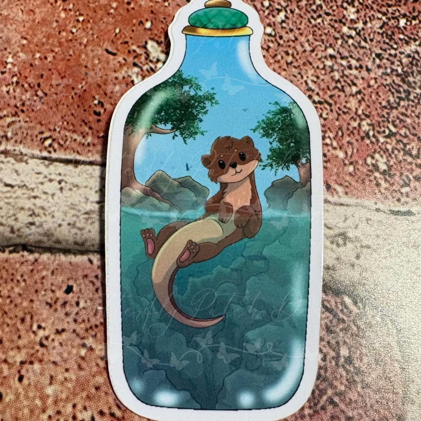 Otter in a Bottle Vinyl Sticker