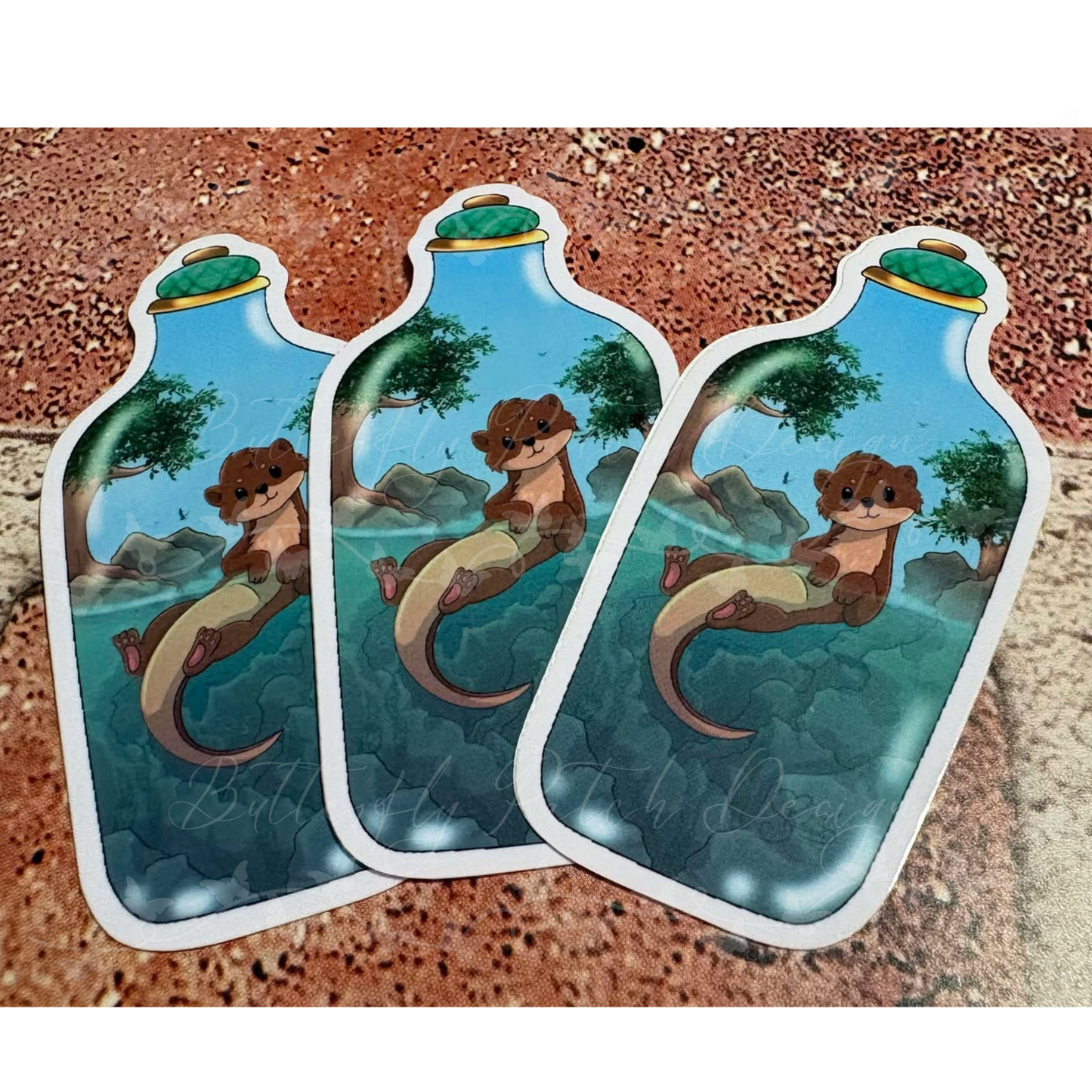 Otter in a Bottle Vinyl Sticker