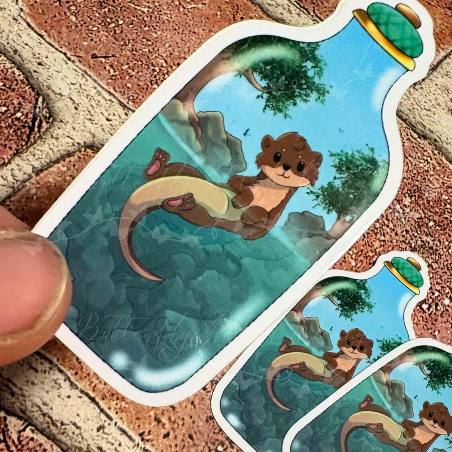 Otter in a Bottle Vinyl Sticker