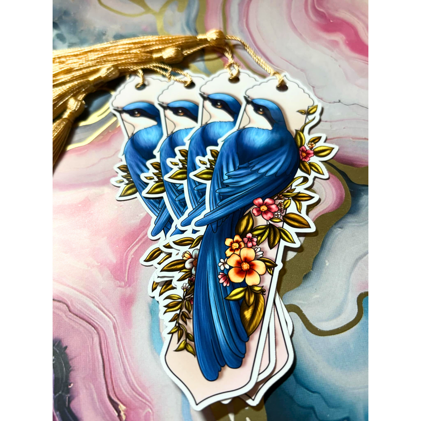 Blue Birds Among Flowers Bookmark