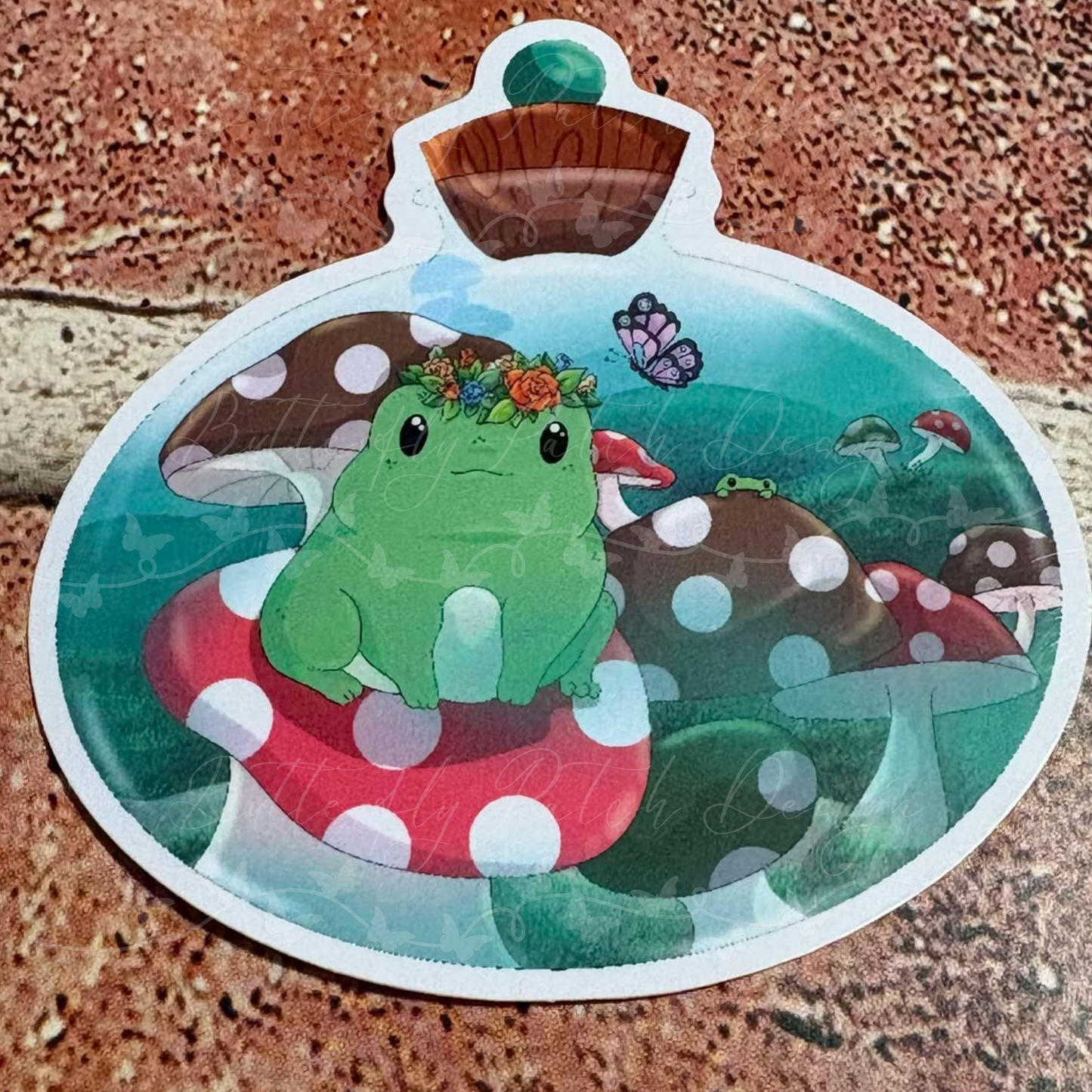 Frog in a Bottle Vinyl Sticker