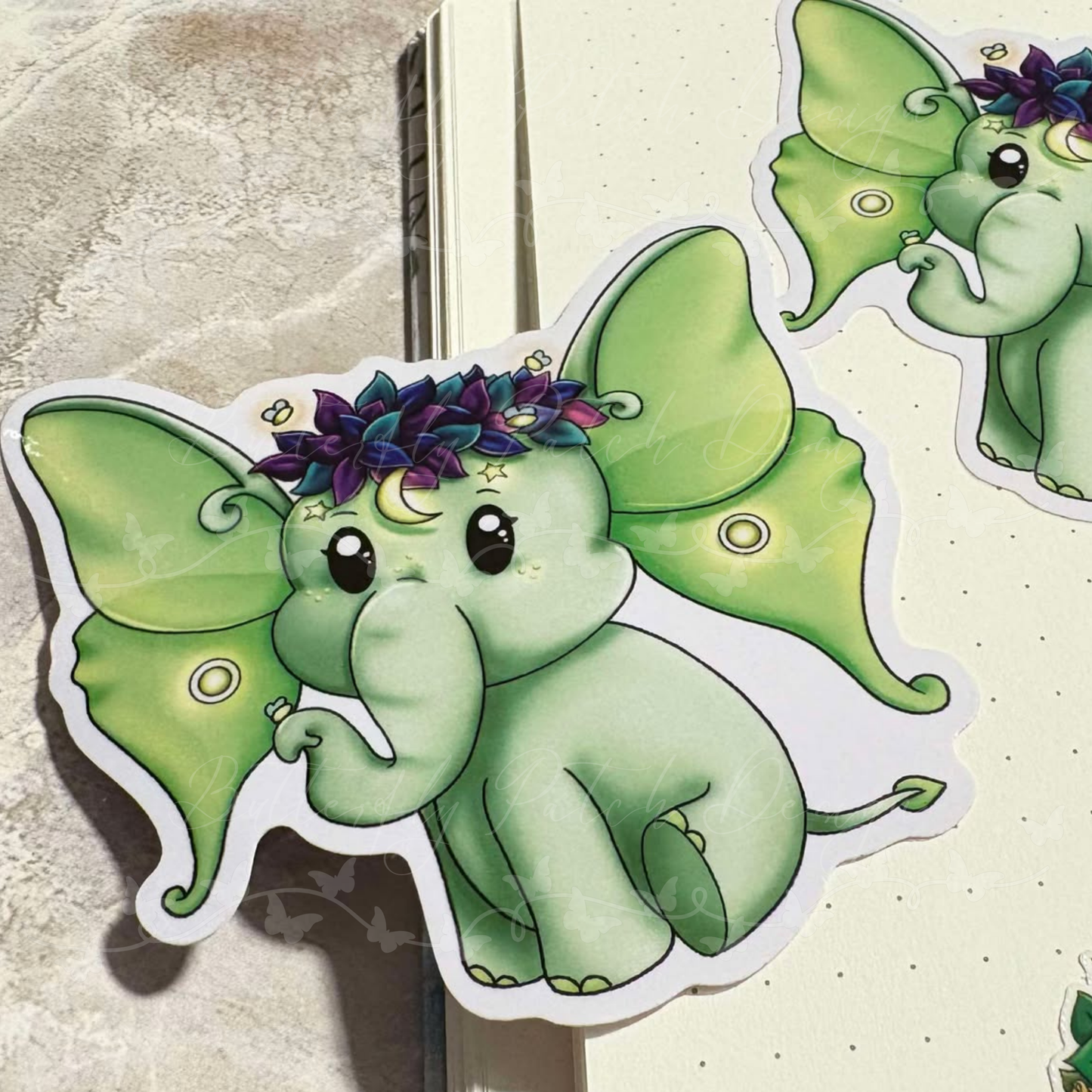Luna Moth Elephant Vinyl Sticker