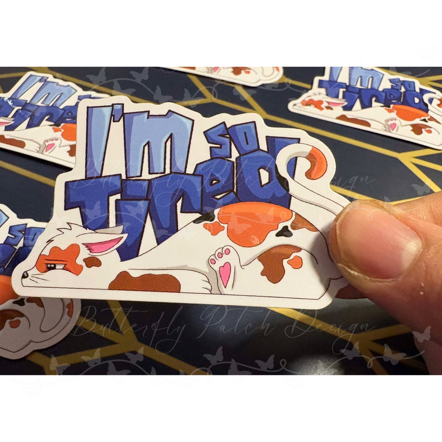 I'm So Tired Cat Vinyl Sticker