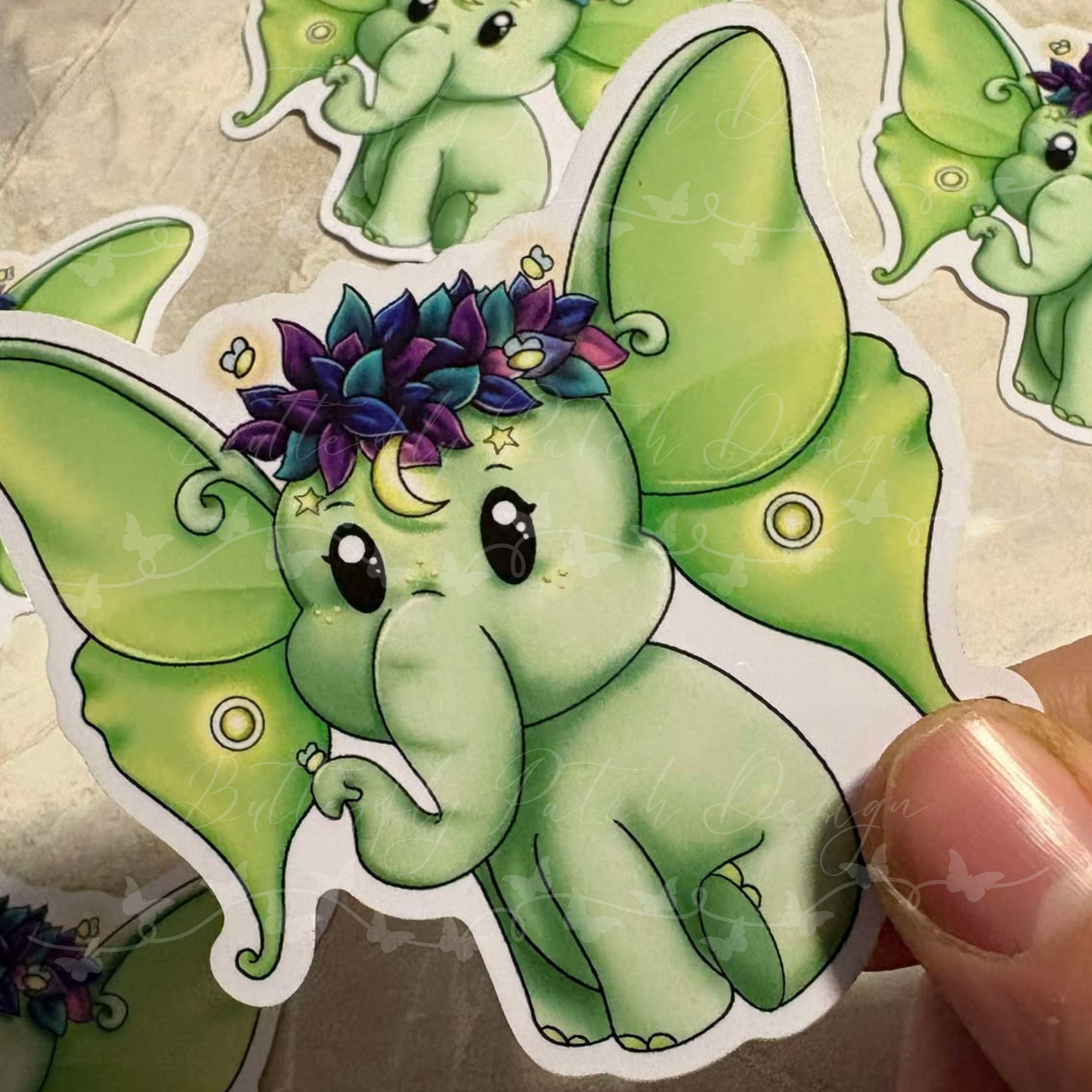 Luna Moth Elephant Vinyl Sticker