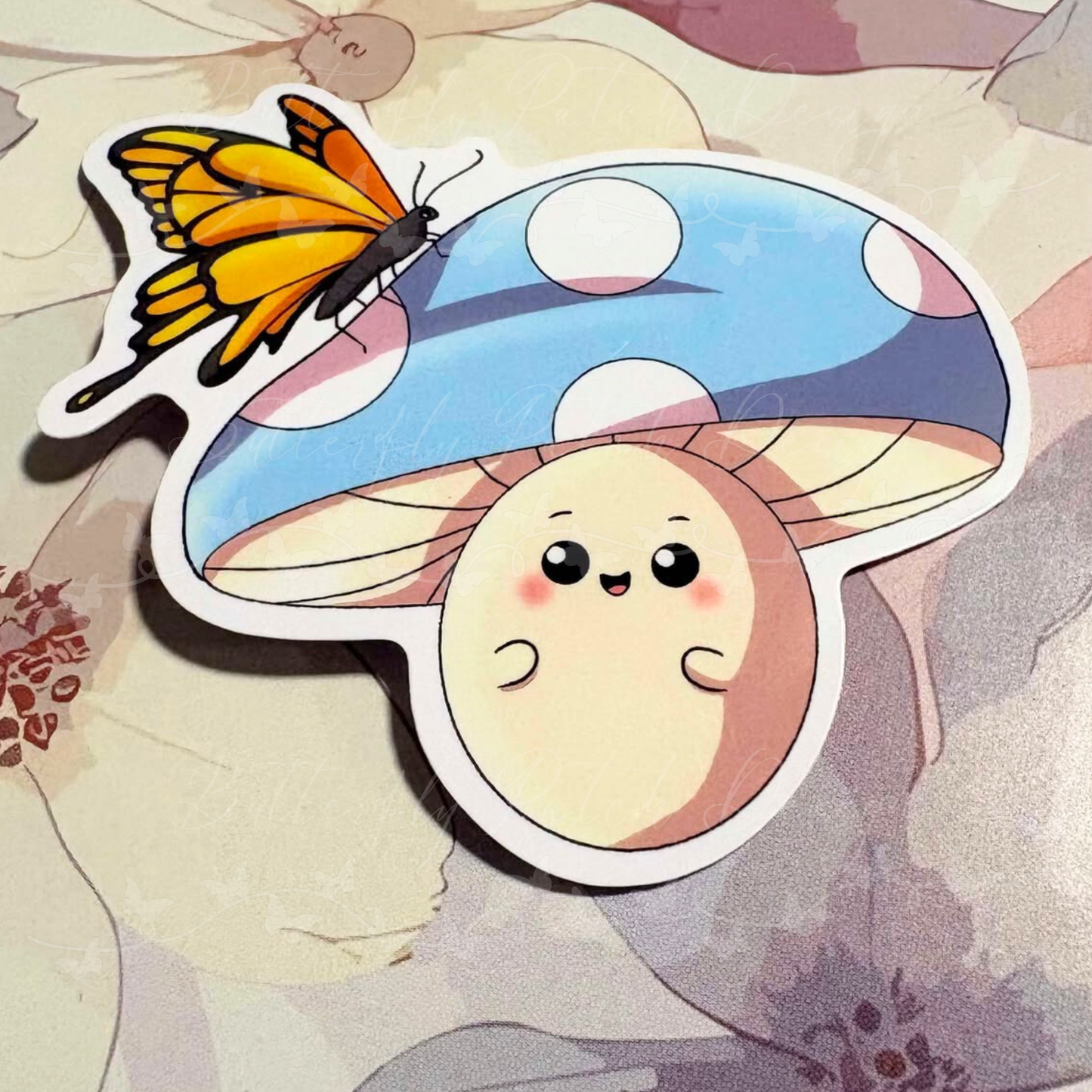 Mushroom gets Butterflies Vinyl Sticker