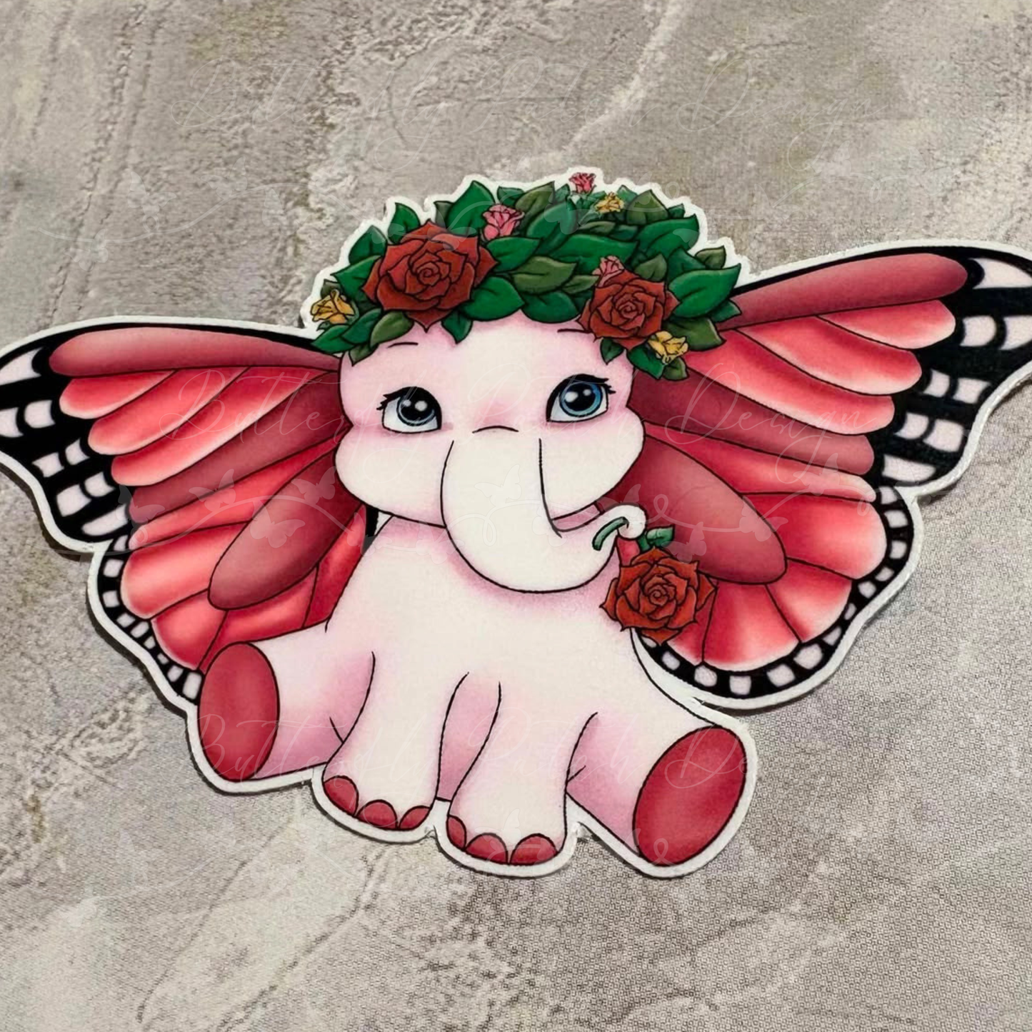 Butterfly Elephant Vinyl Sticker