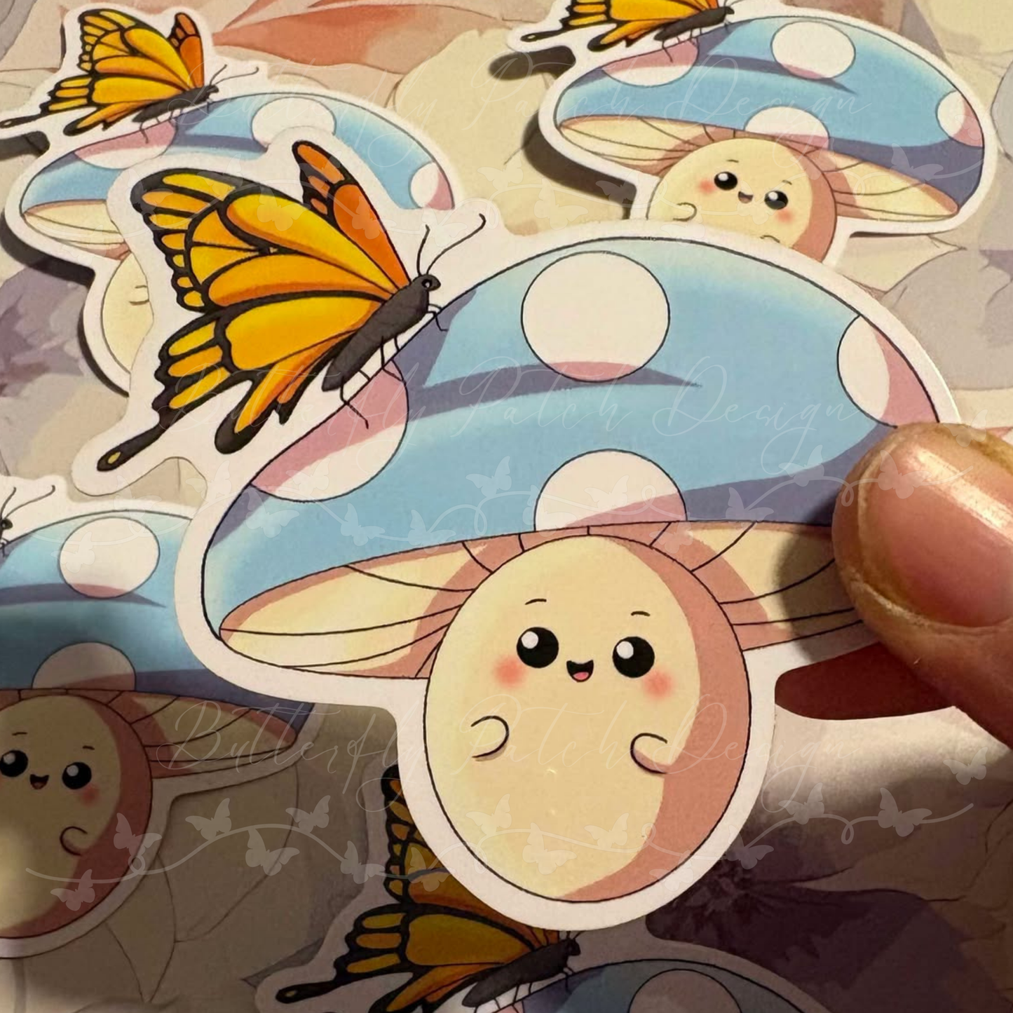 Mushroom gets Butterflies Vinyl Sticker