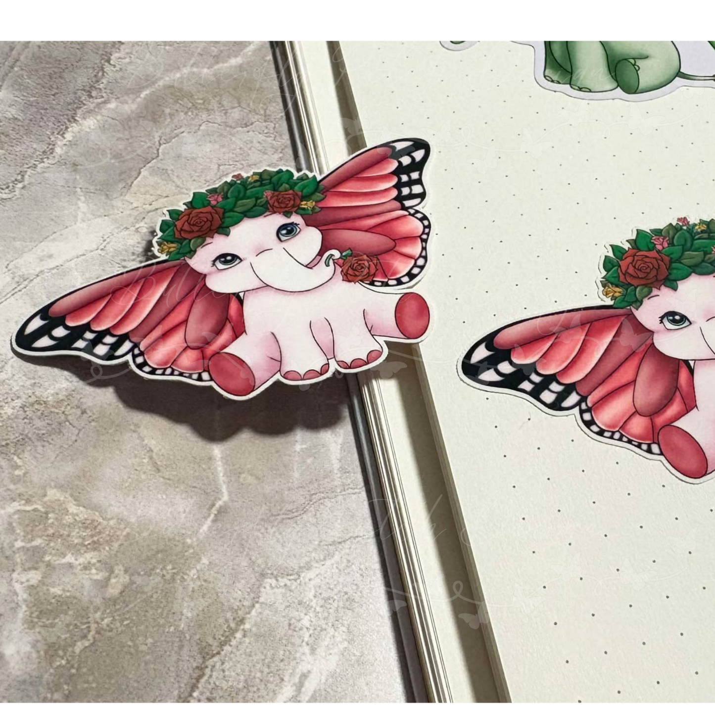 Butterfly Elephant Vinyl Sticker