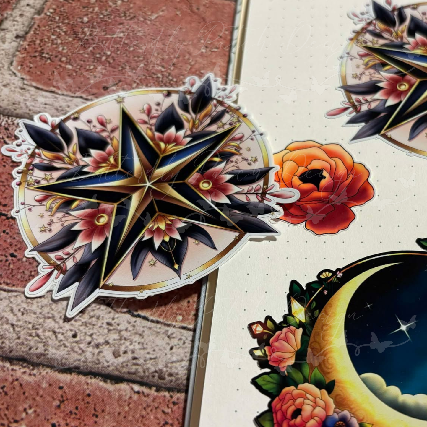 Ornamental Star Vinyl Sticker
