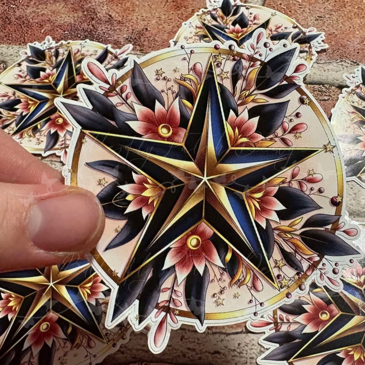 Ornamental Star Vinyl Sticker