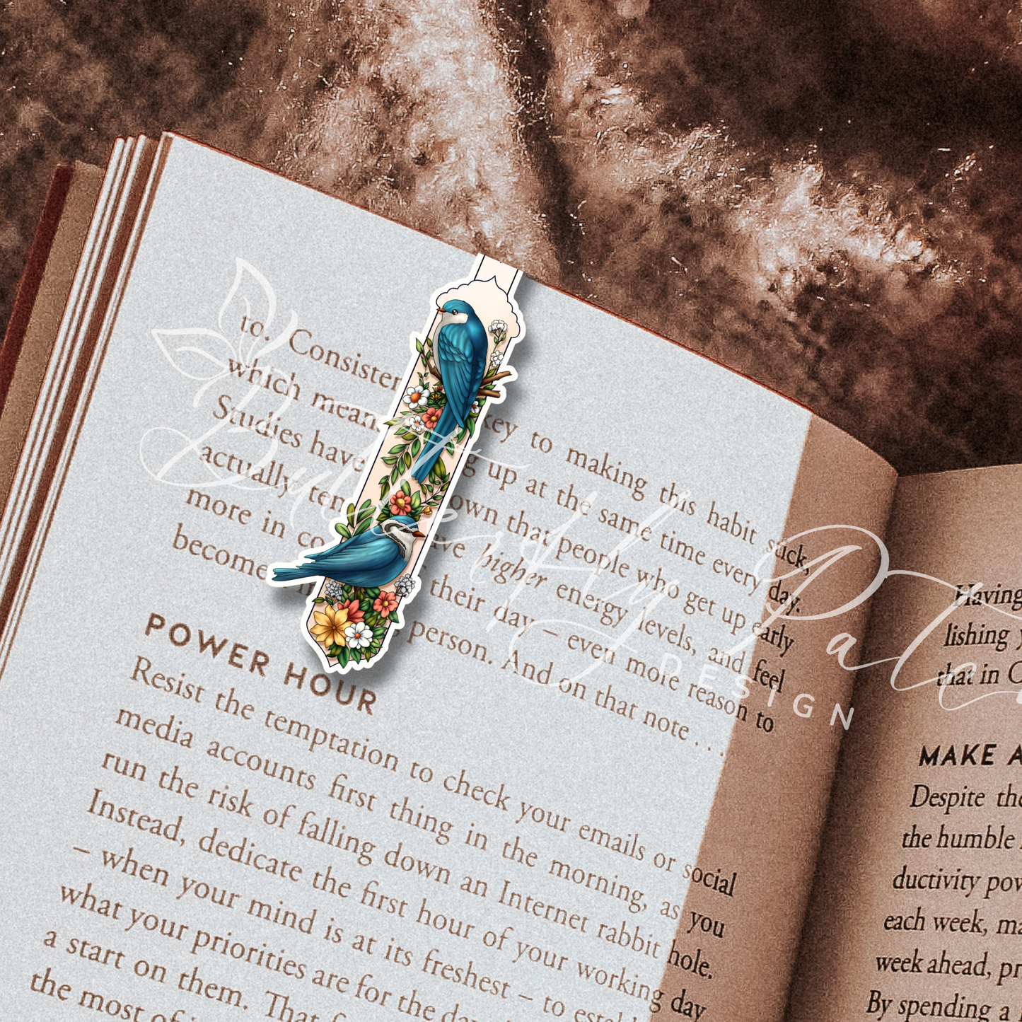 Blue Birds and Flowers Magnetic Bookmark