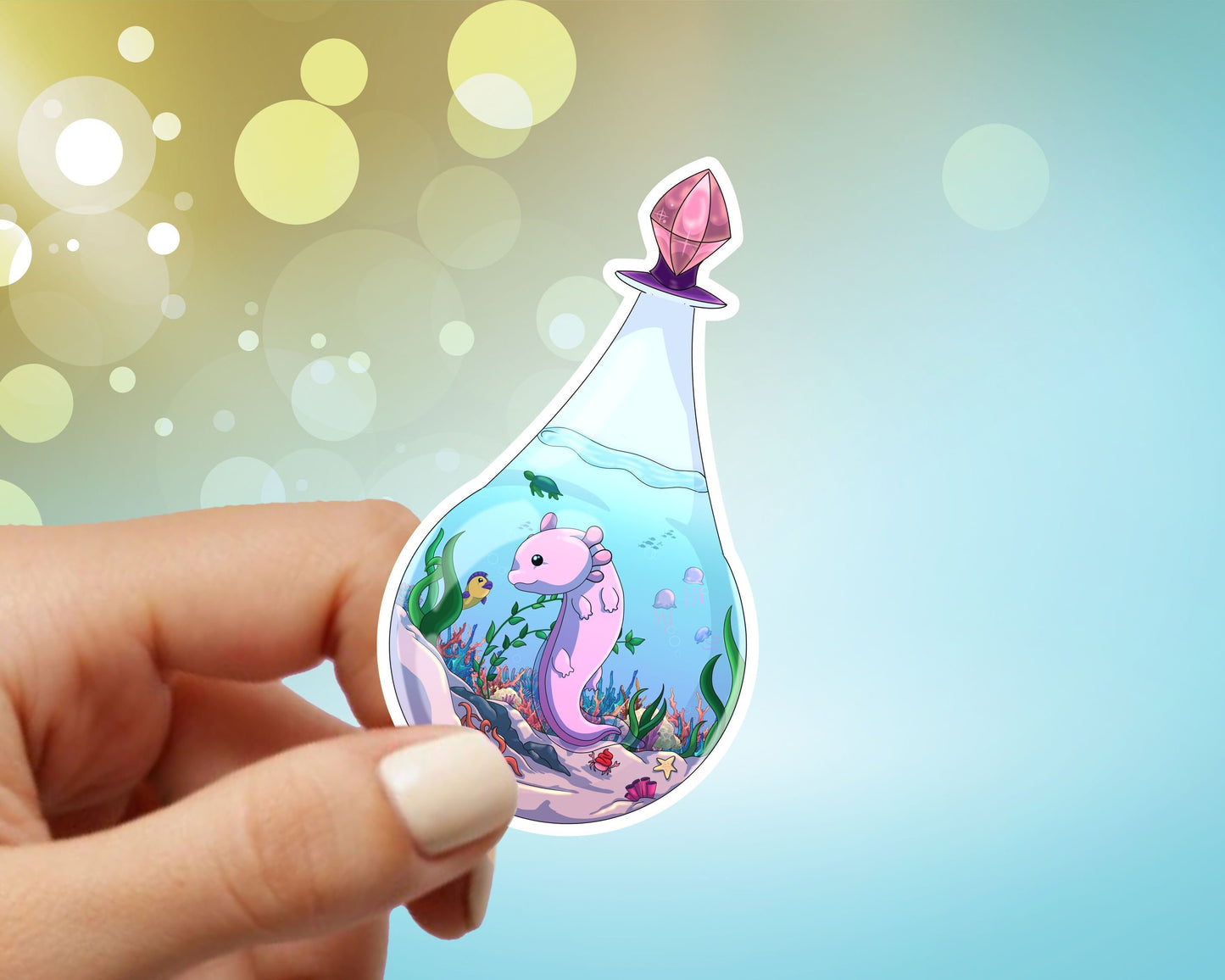 Axolotl in a Bottle Vinyl Sticker