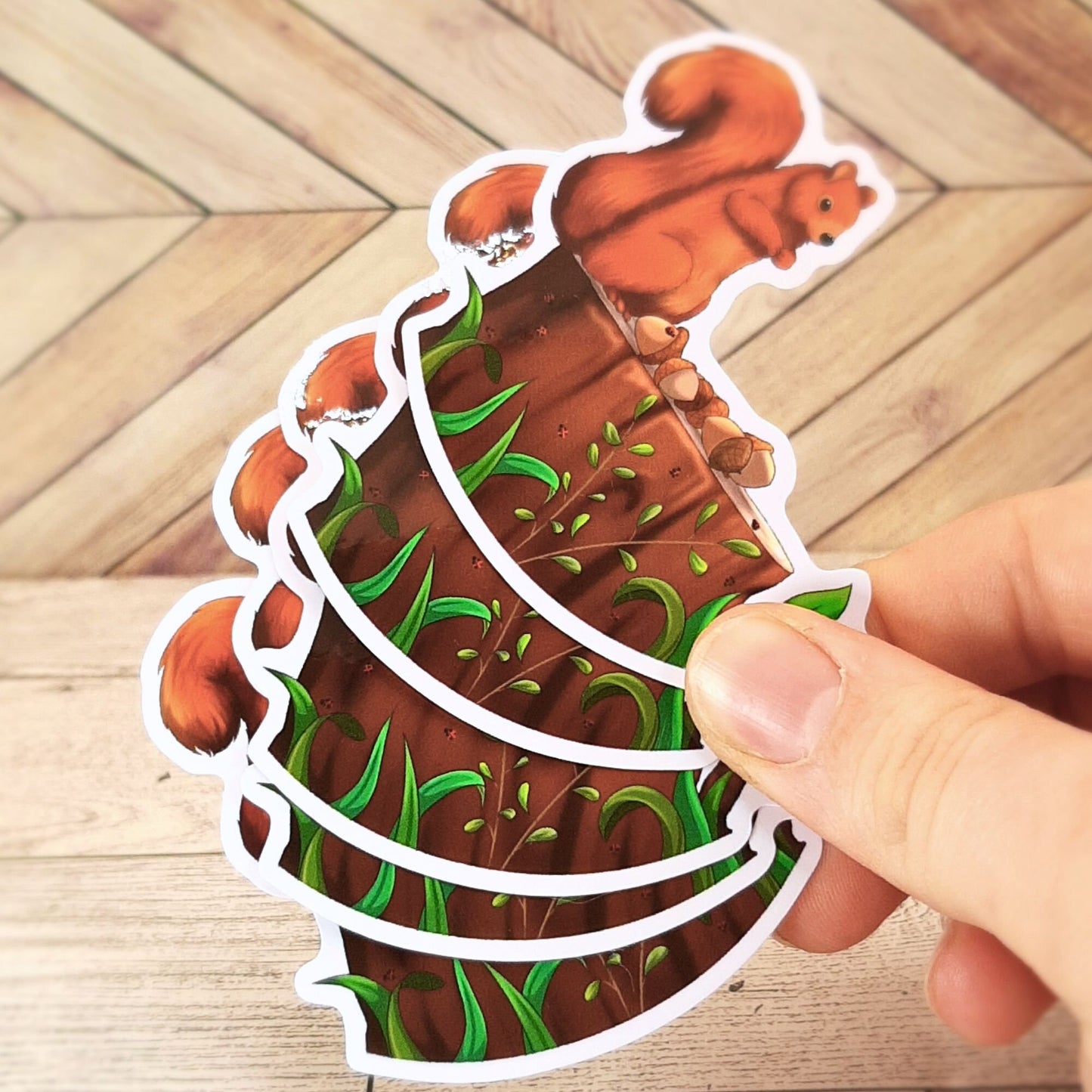 Squirrel on a Log Vinyl Sticker