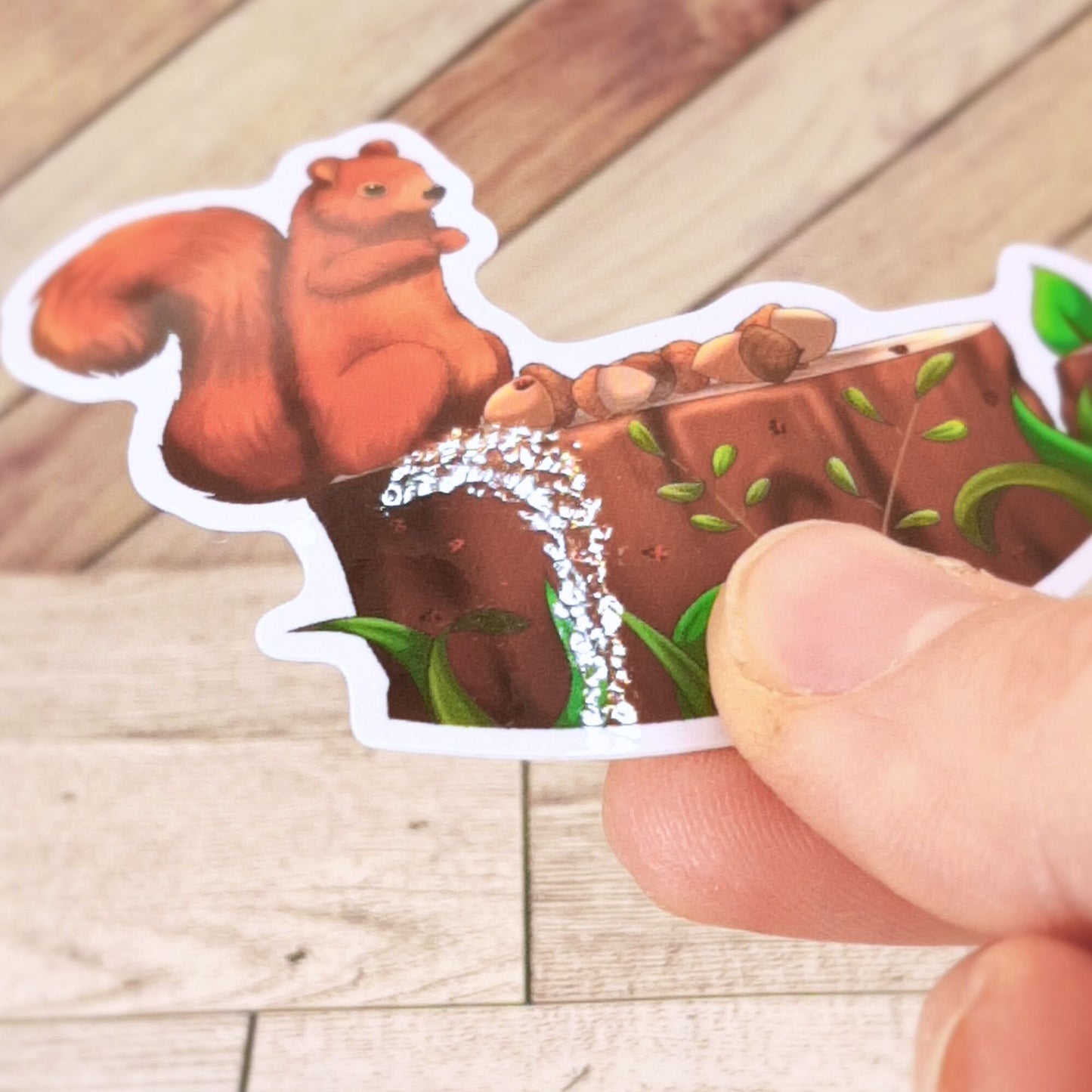 Squirrel on a Log Vinyl Sticker