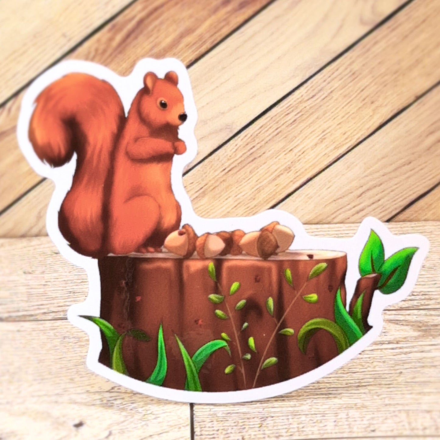 Squirrel on a Log Vinyl Sticker