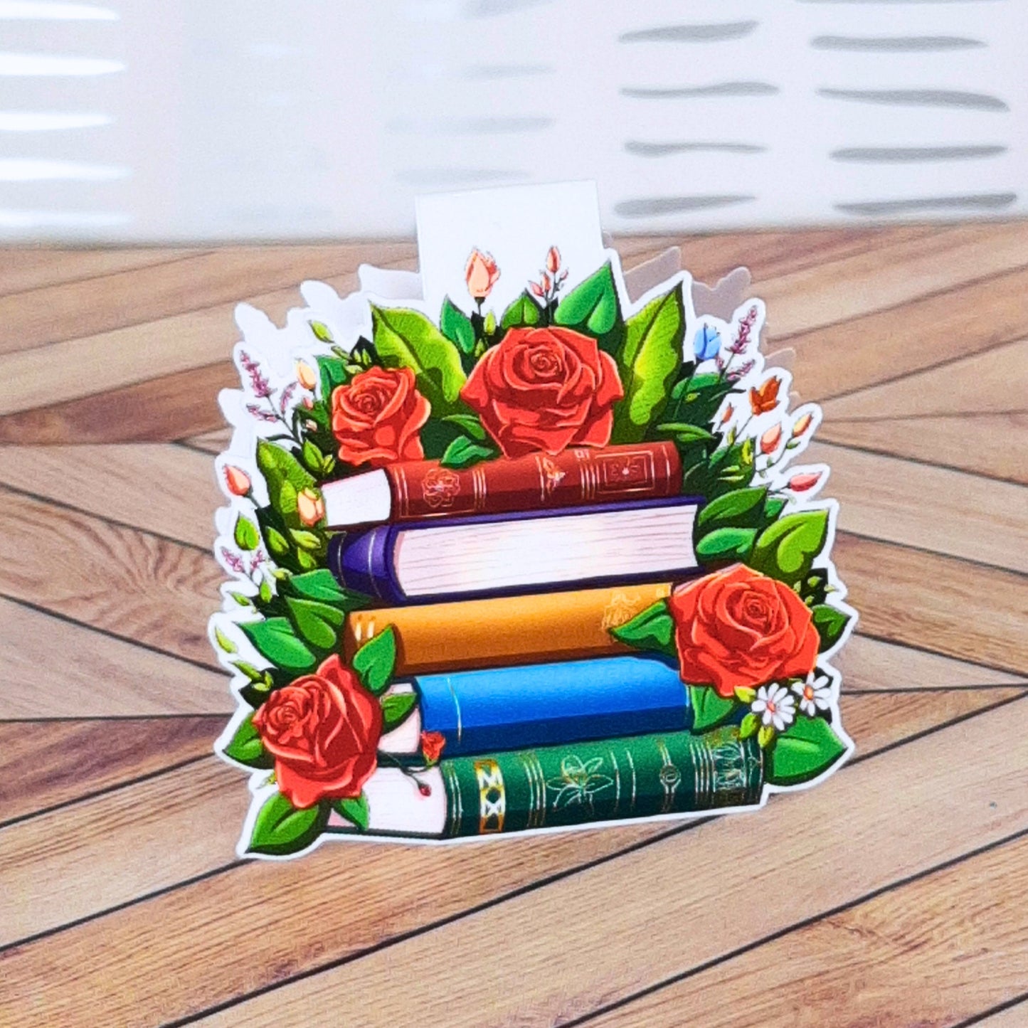Books and Roses Magnetic Bookmark