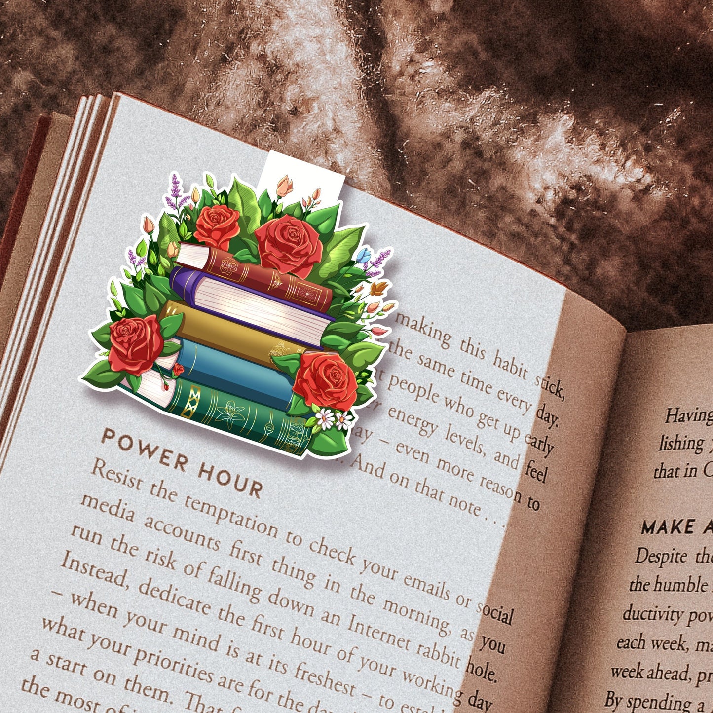 Books and Roses Magnetic Bookmark