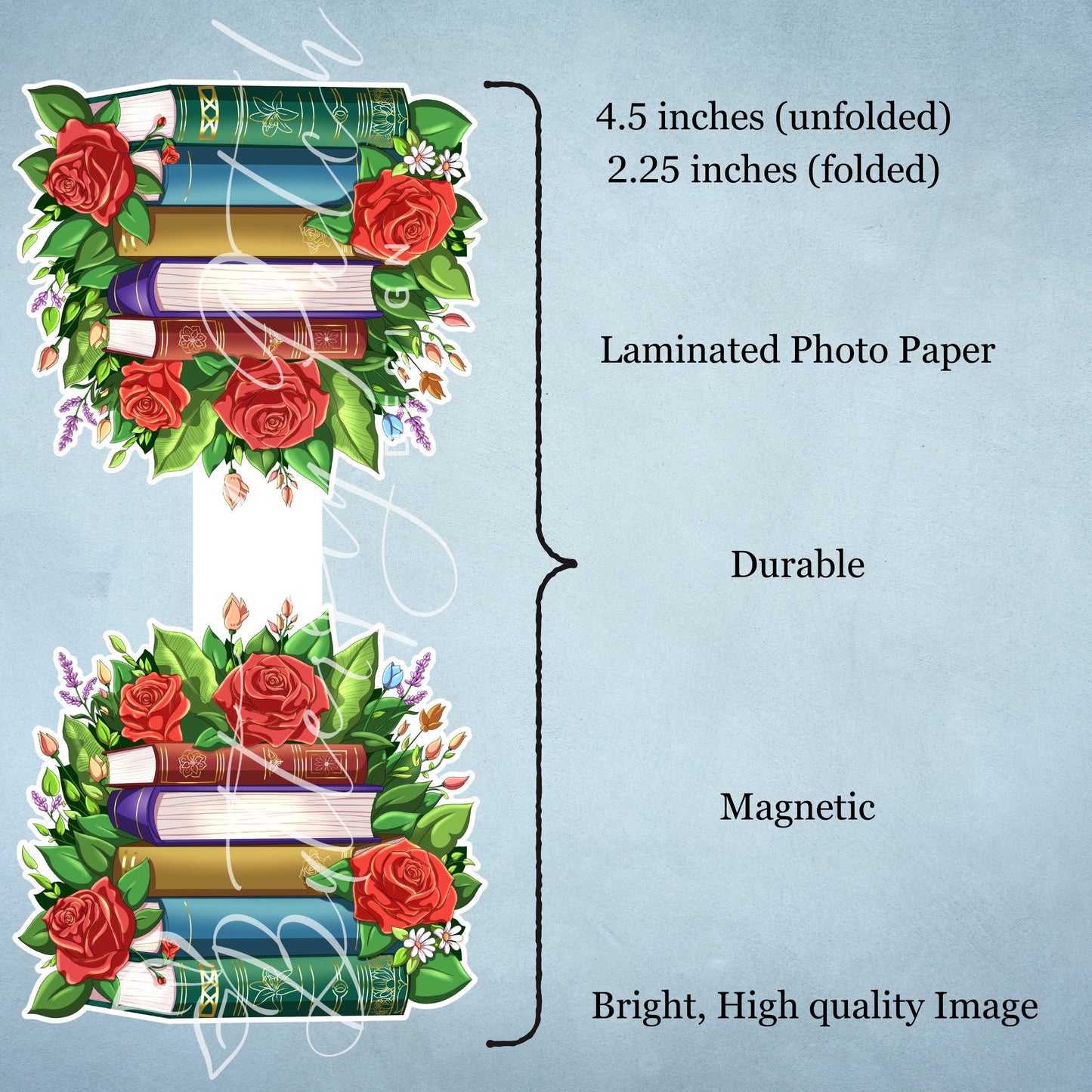 Books and Roses Magnetic Bookmark