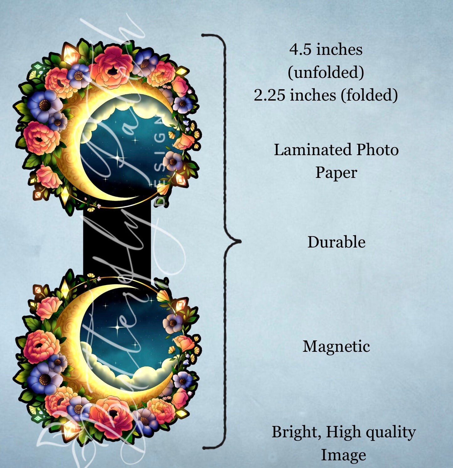 Moon and Roses Magnetic Bookmark