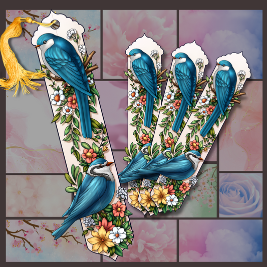 Blue Birds and Flowers Bookmark