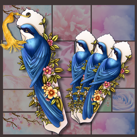 Blue Birds Among Flowers Bookmark