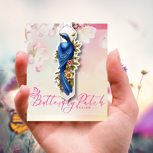 Blue Bird Among Flowers Magnetic Bookmark