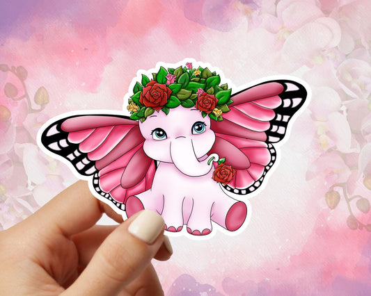 Butterfly Elephant Vinyl Sticker