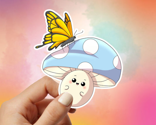 Mushroom gets Butterflies Vinyl Sticker