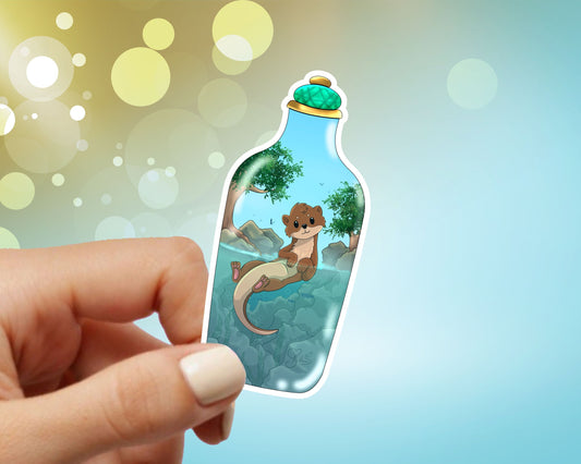 Otter in a Bottle Vinyl Sticker