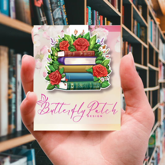 Books and Roses Magnetic Bookmark
