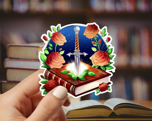 Sword in a Book Vinyl Sticker