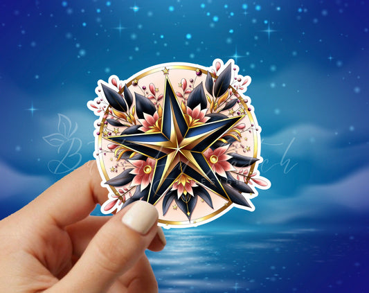 Ornamental Star Vinyl Sticker